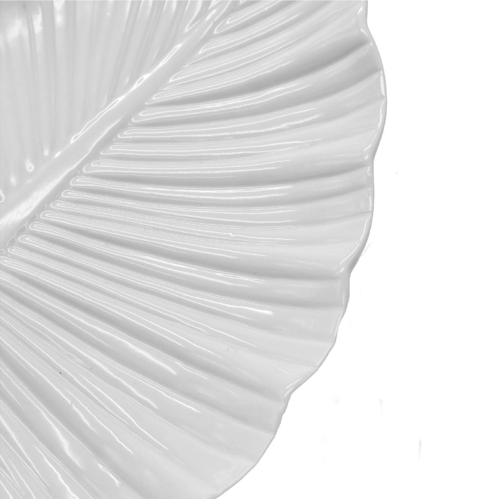 White ceramic leaf serving plate