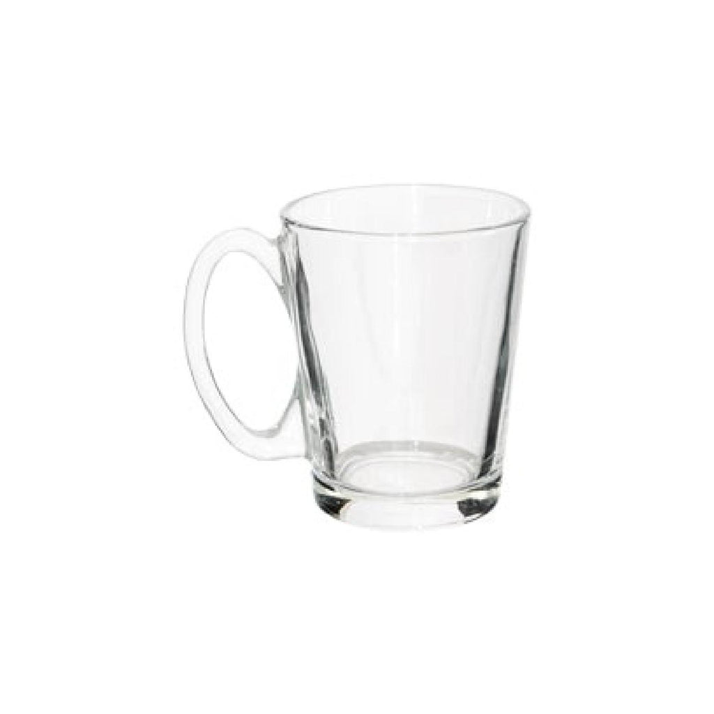 Classic clear glass coffee mug with glass handle