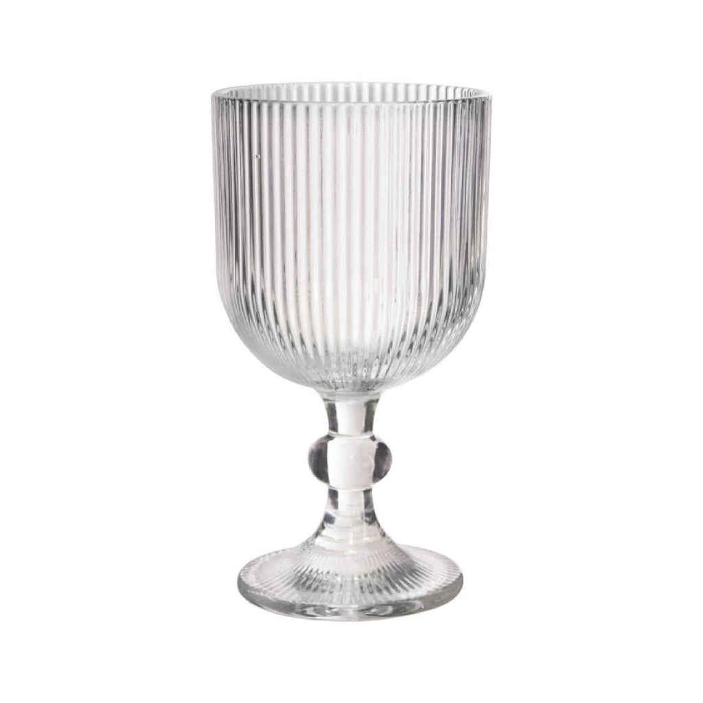 Clear glass ribbed wine glass