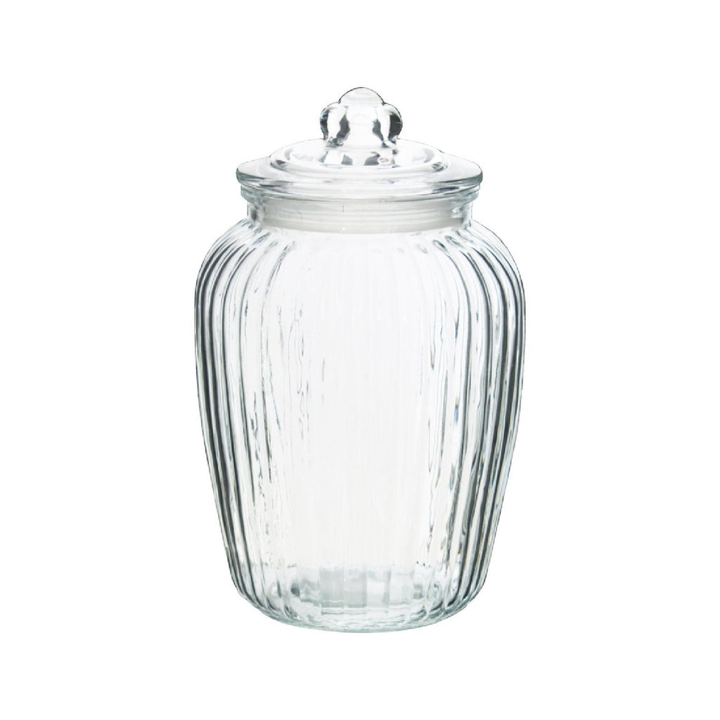 Clear ribbed glass storage jar 2000ml