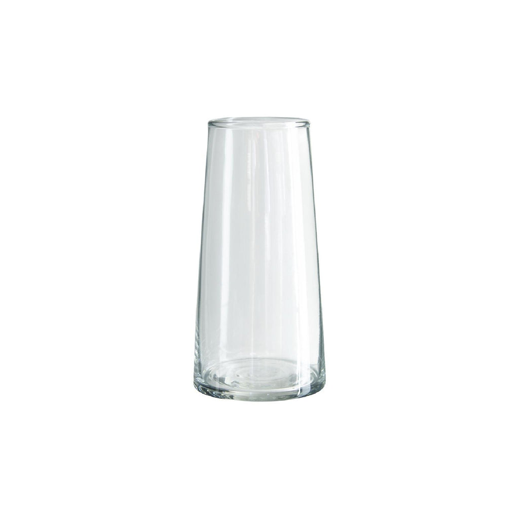   Clear glass tapered bud vase