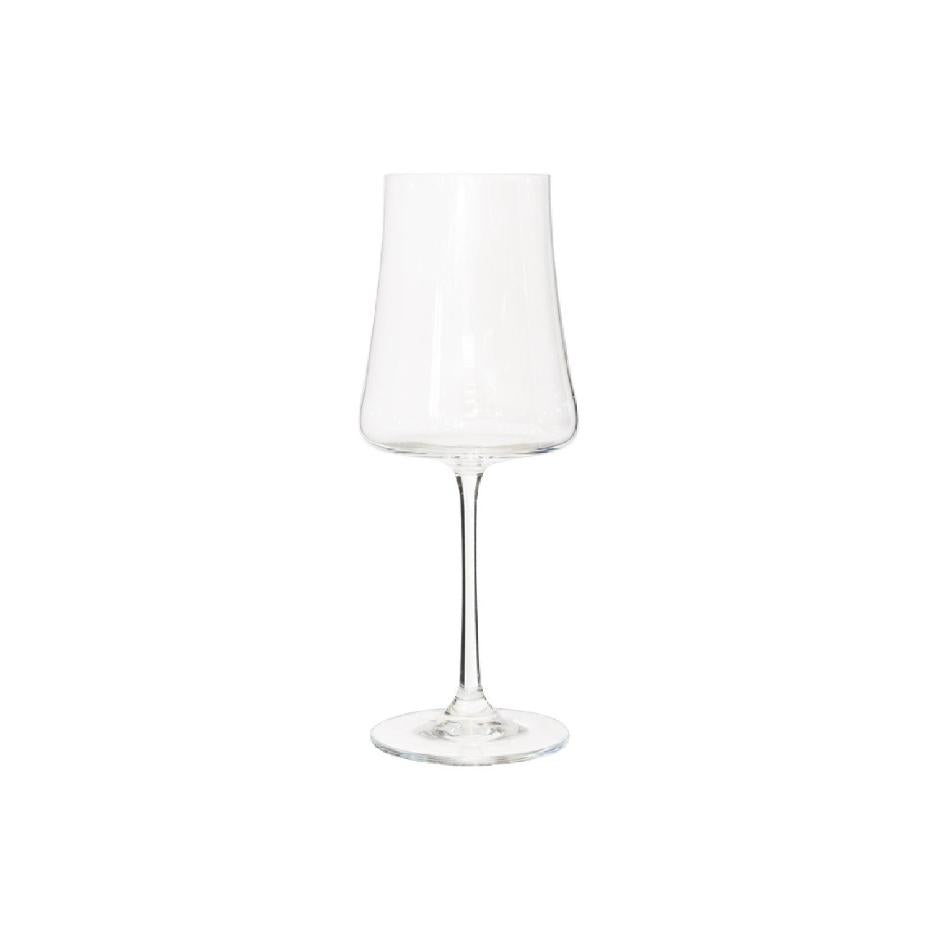 Clear wine glass with a square base