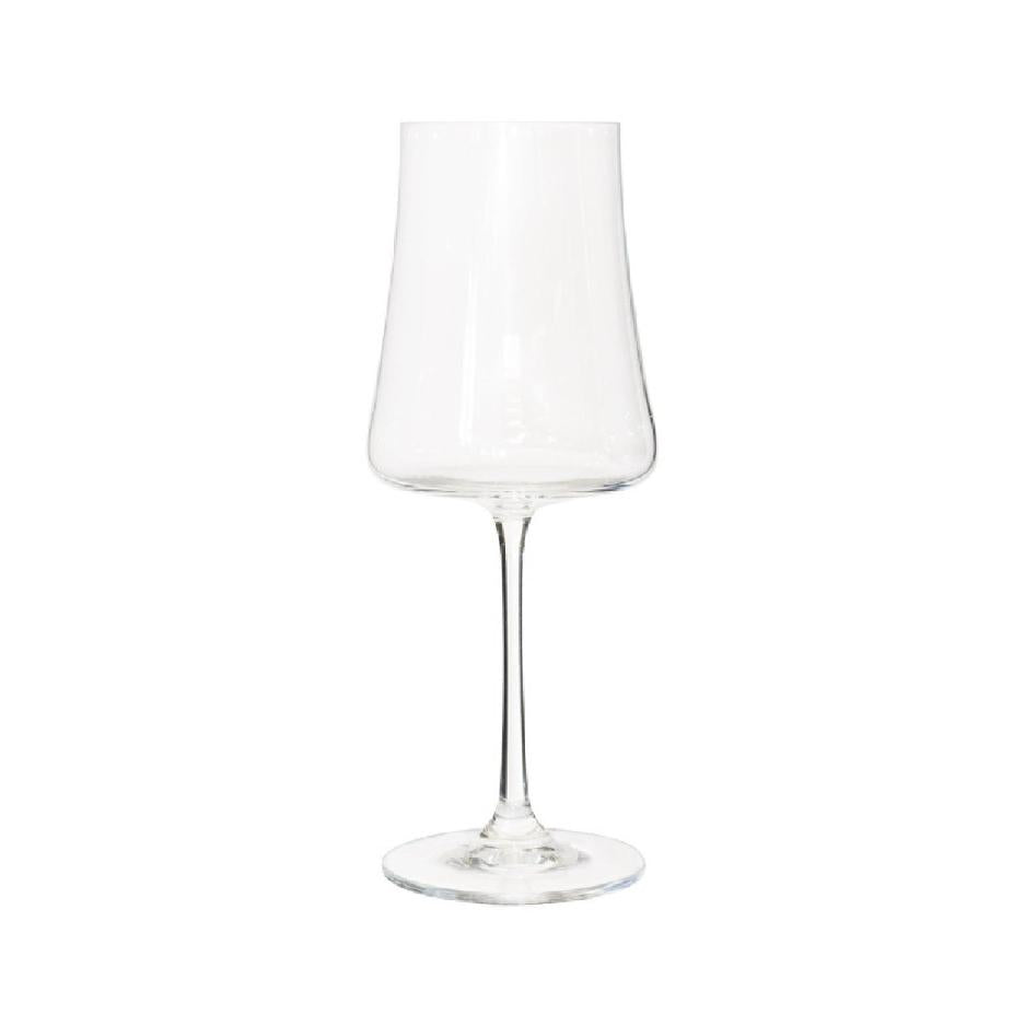 Clear wine glass with a square base