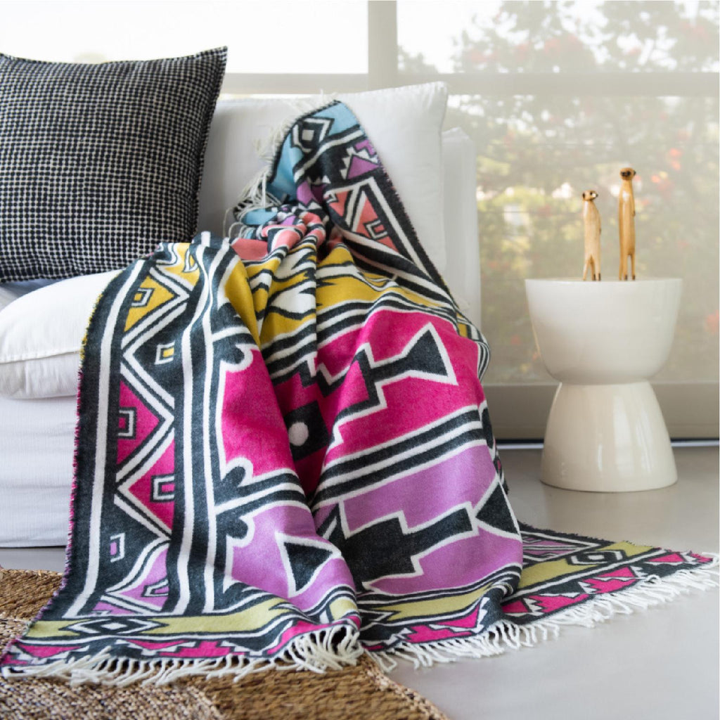 Ndebele cerise throw styled