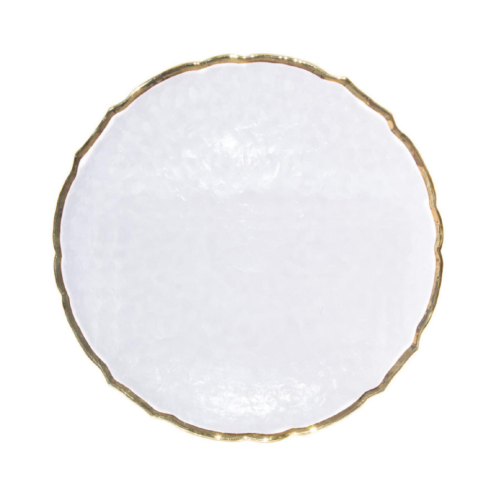 Decorative textured glass underplate with a gold rim