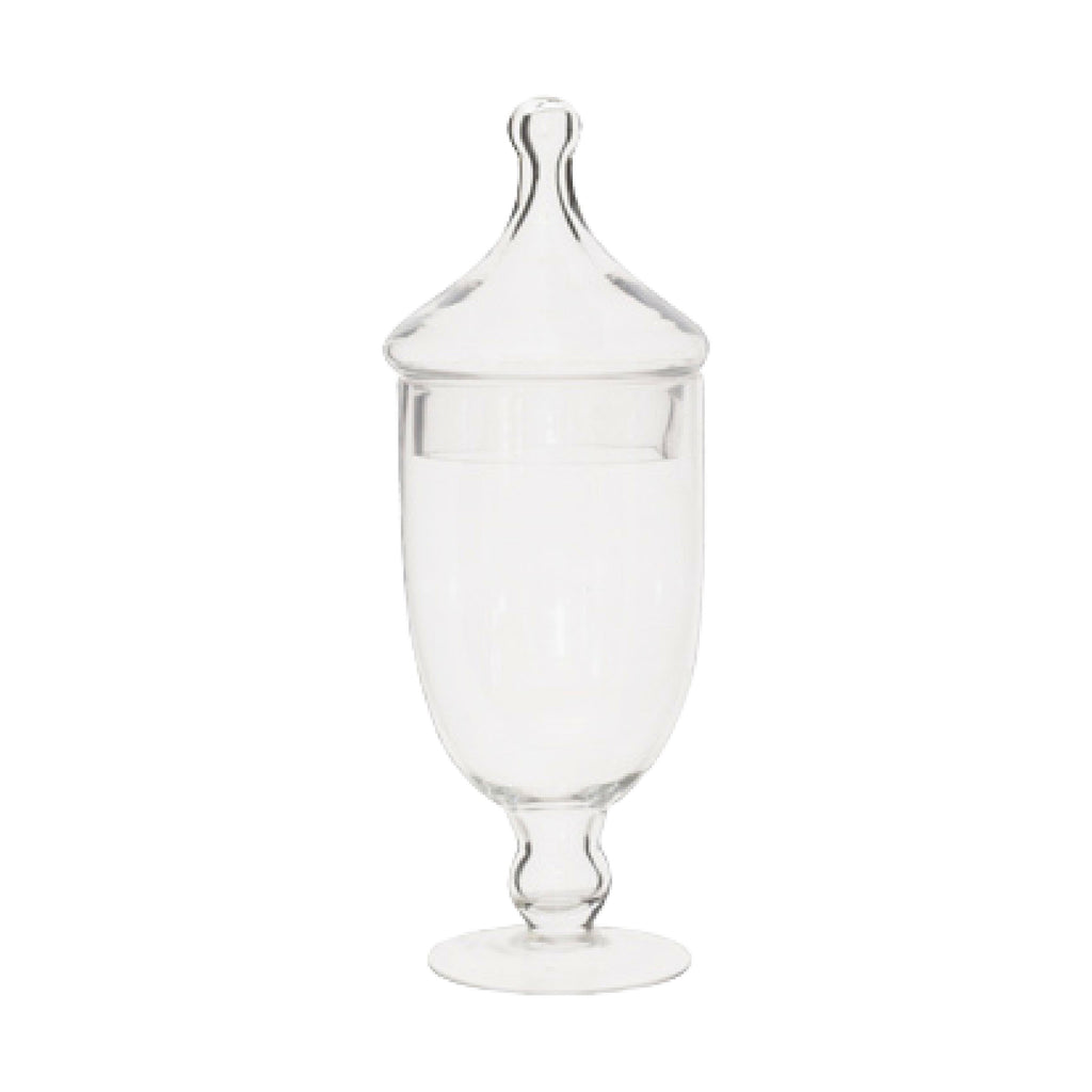 Large clear glass footed candy jar