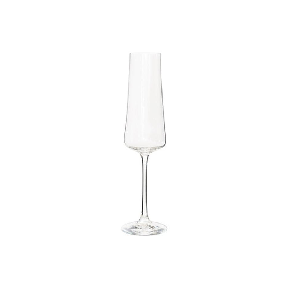 Glass champagne flute with a square base