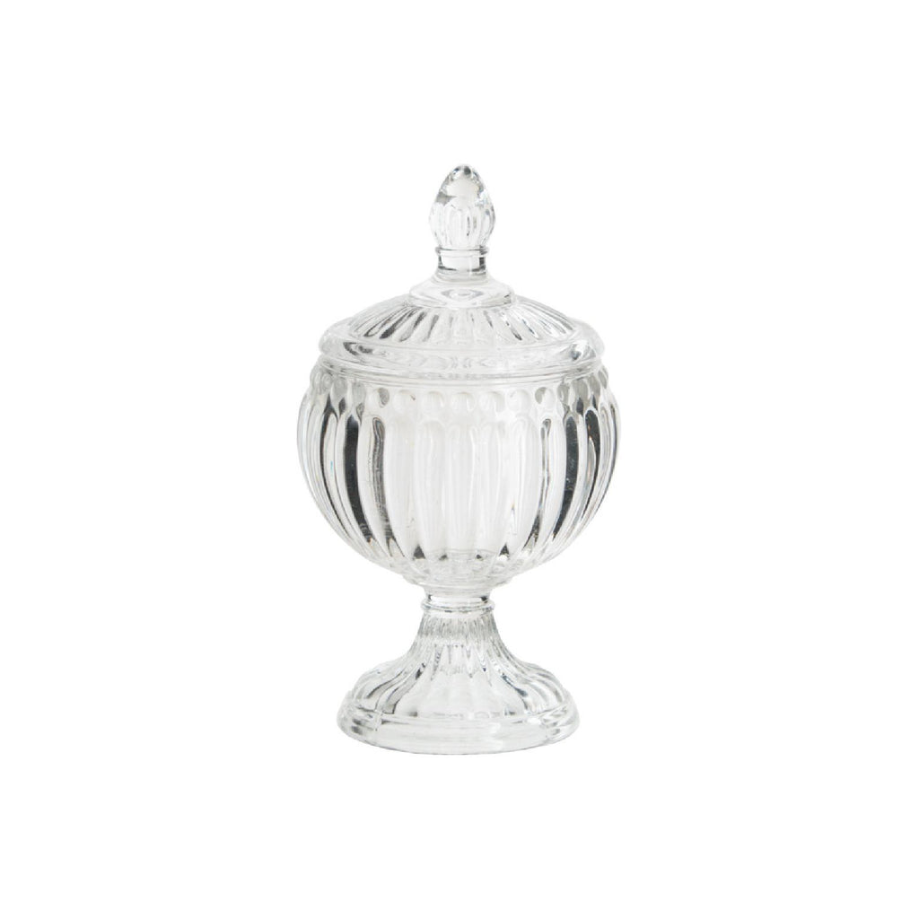 Decorative glass storage tricket with stand and lid
