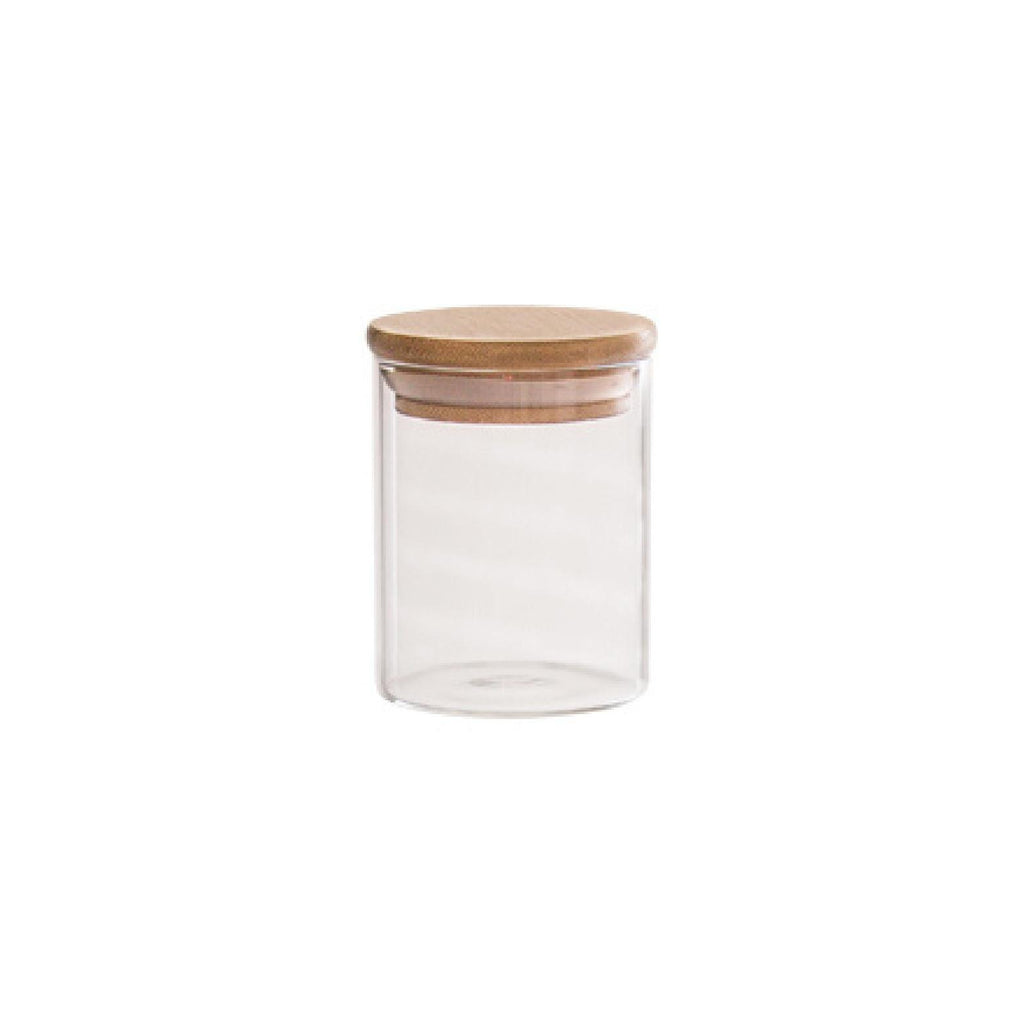 Glass storage jar with bamboo lid