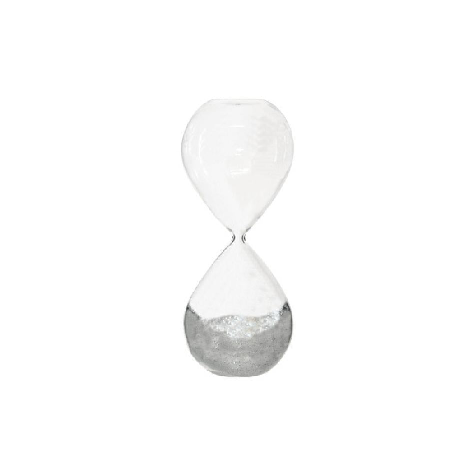 Silver glitter decorative hourglass
