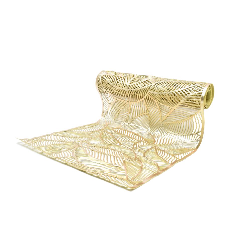 Gold leaf patterned PVC table runner  