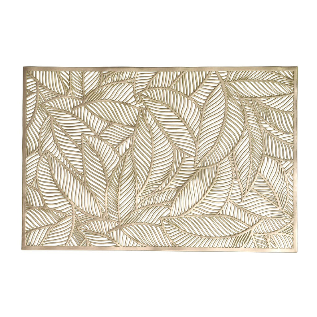 Gold pvc decorative leaf placemat 