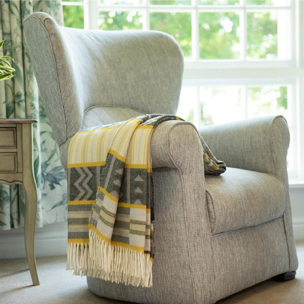 Kente wild dove and nugget gold luxury throw
