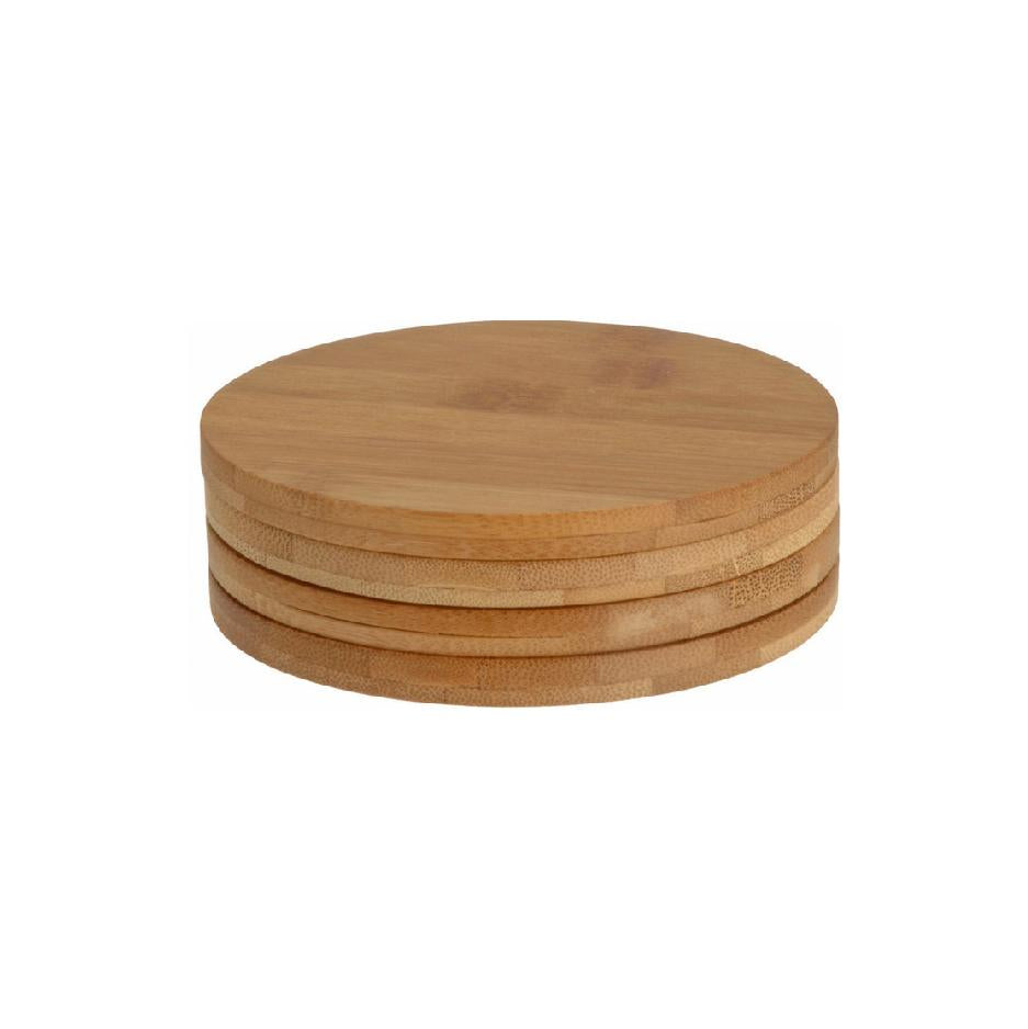 Round bamboo coaster set of 4