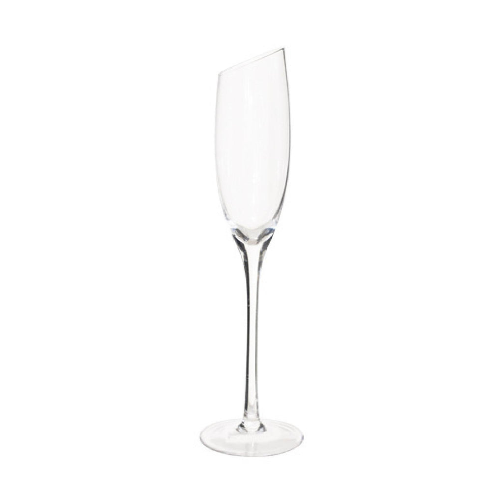 Slanted glass champagne flute