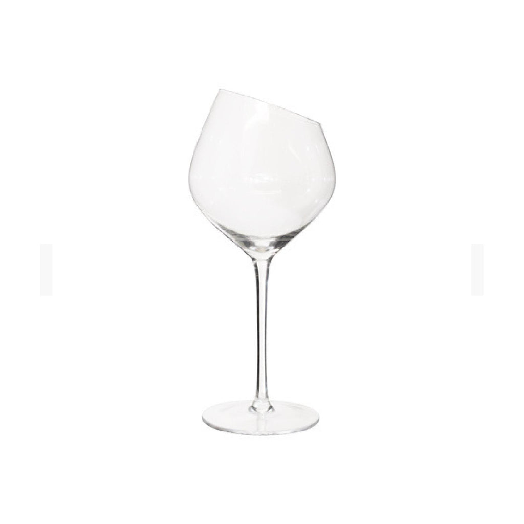 Slanted wine glass