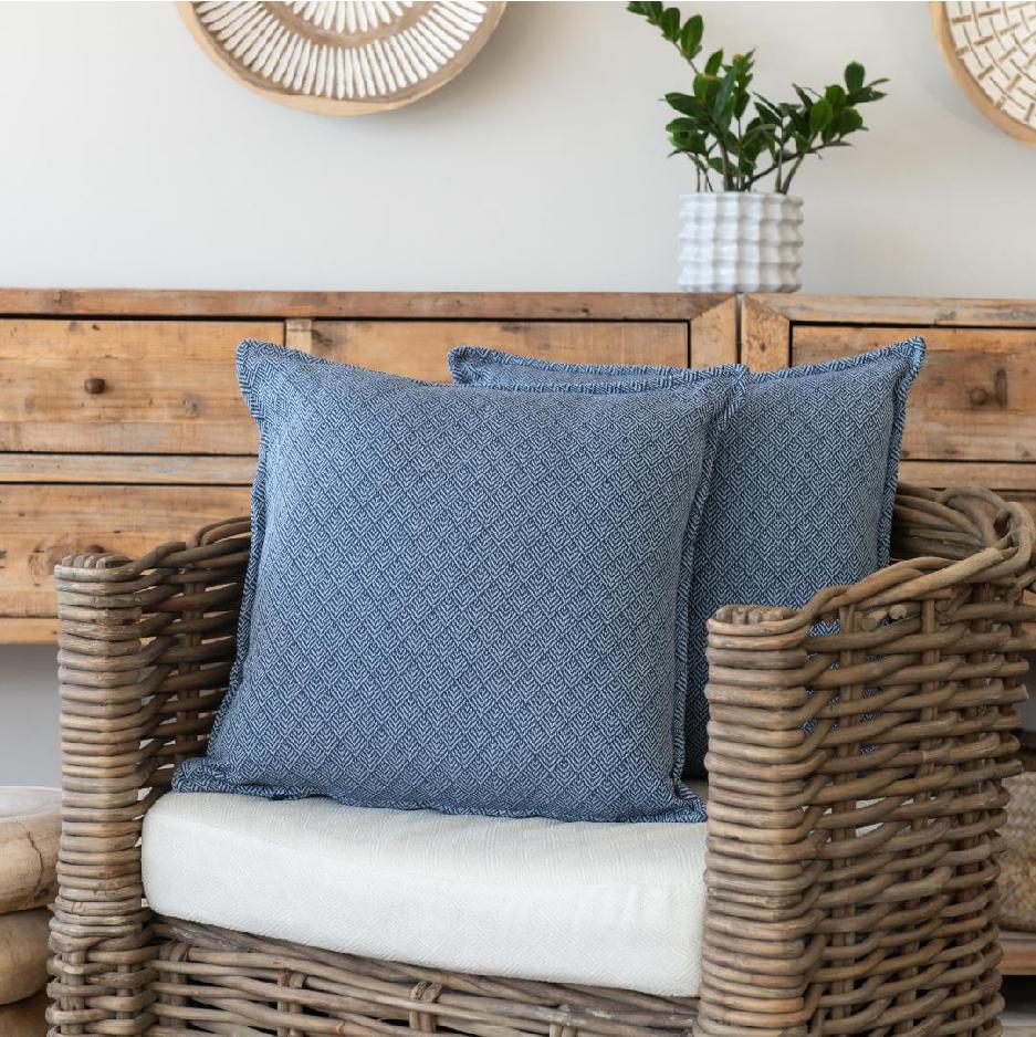 Styled navy cotton-blend scatter cushion