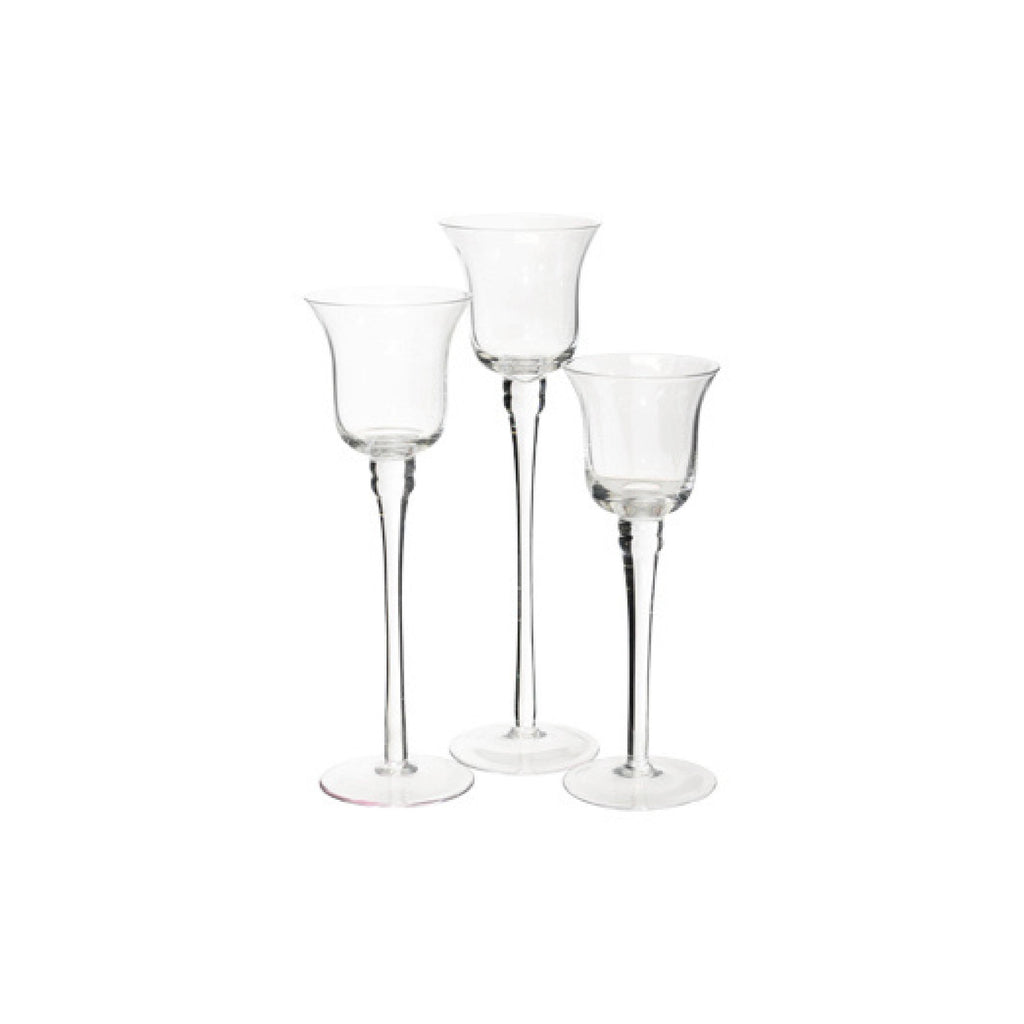 Tiered glass candle holder set of three