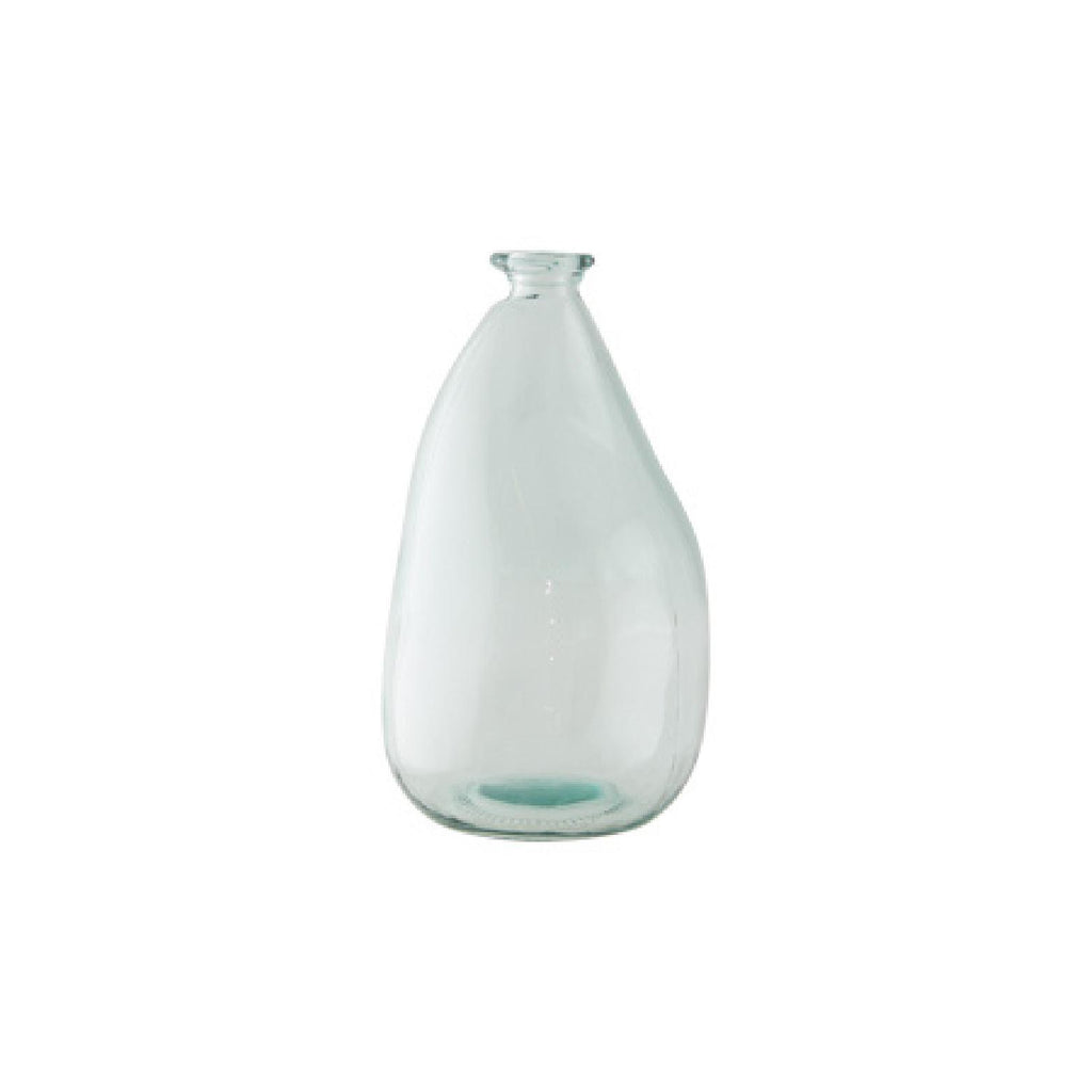 Translucent blue tall glass vase