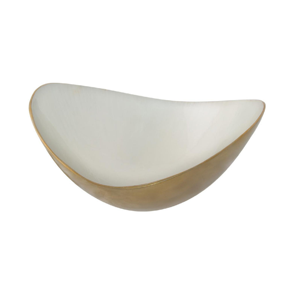 White and gold metal decorative bowl
