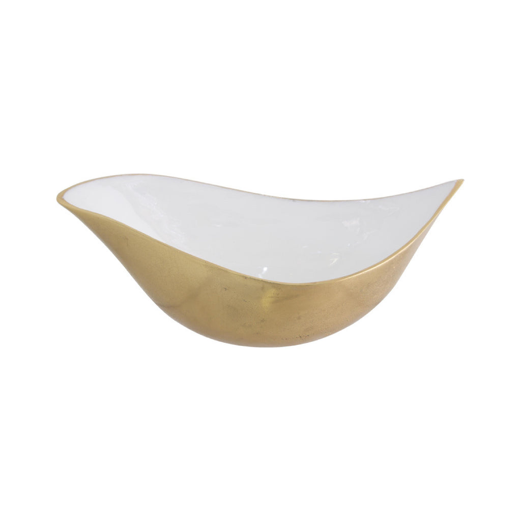 White and gold metal decorative bowl