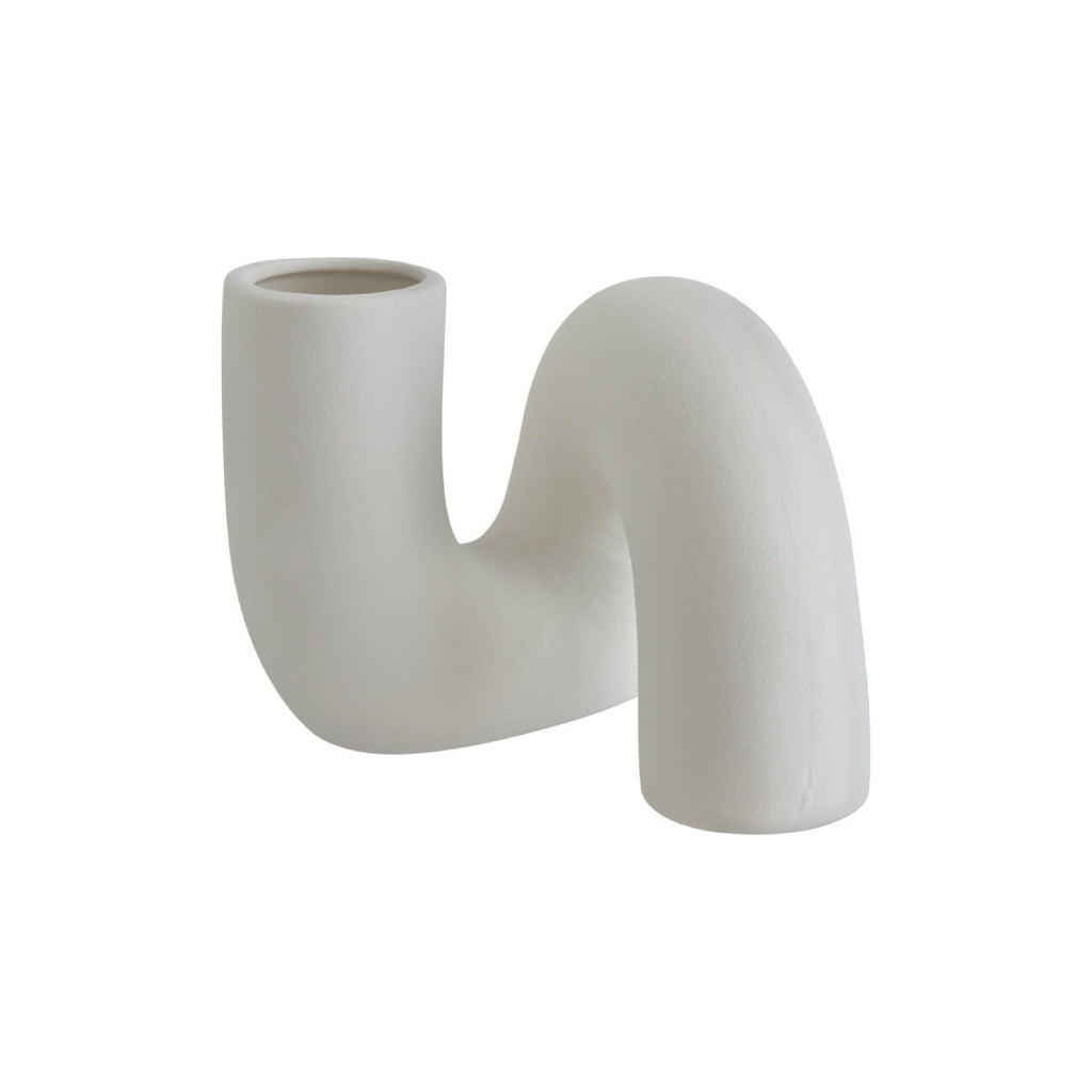 White twisted ceramic vase