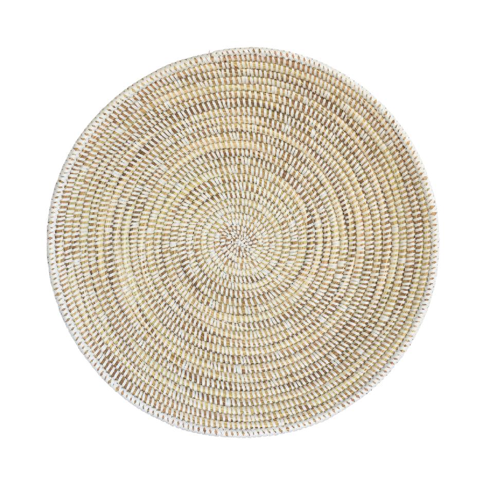 White woven decorative wall basket