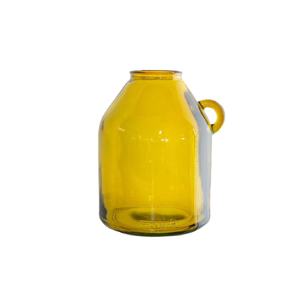 Yellow glass handled vase